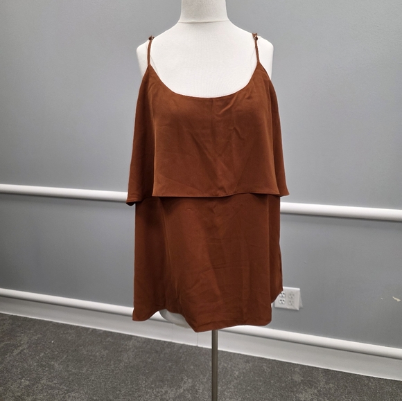 City Chic Burnt Orange Sleeveless Cami Sweet Tier Top - Picture 1 of 10